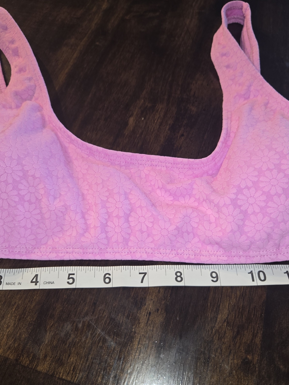 California Sunshine Junior L Pink Floral-Textured Bralette Top